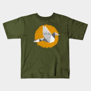 Yellow Origami Bird Kids T-Shirt